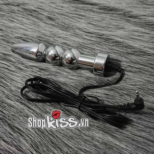 Dụng cụ kích thích hậu môn xung điện thép không gỉ cao cấp
