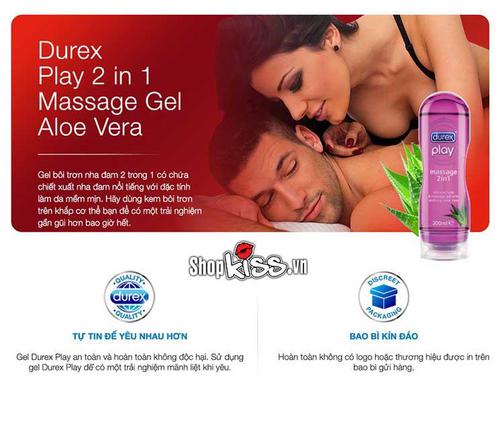 Gel bôi trơn Durex Play Massage gốc nước hương lô hội dịu nhẹ 200ml
