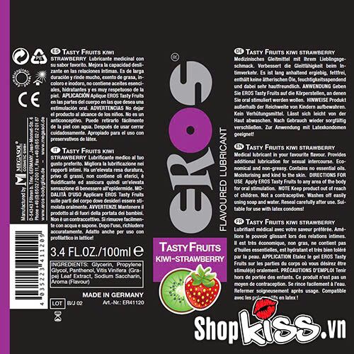  Phân phối Gel bôi trơn hương trái cây Kiwi Strawberry nếm được Eros Tasty Fruits – Dành cho Oral sex hàng mới về