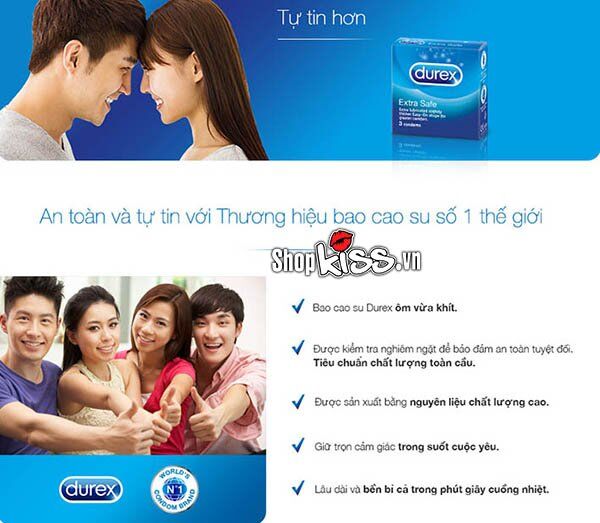  Giá sỉ Bao cao su Durex Extra Safe – Nhiều chất nhờn – Hộp 3 cái hàng mới về