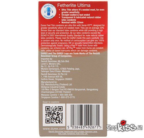  Kho sỉ Bao cao su siêu mỏng Durex Fertherlite Ultima – Hộp 12 cái loại tốt