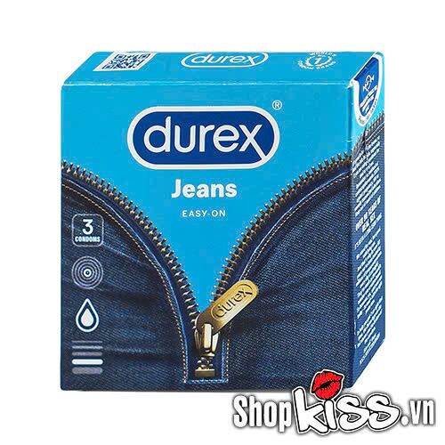 Bao cao su Durex Jeans hộp 3 cái, an toàn, mềm mại, không màu