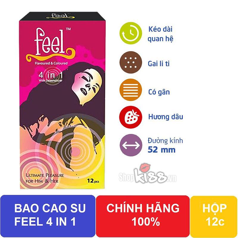  Review Bao cao su hương dâu kéo dài quan hệ – Feel 4 in 1 hàng xách tay