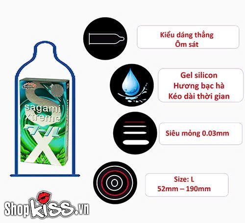  Bảng giá Bao cao su Sagami Xtreme Spearmint Hương Bạc Hà – Hộp 10 cái mới nhất
