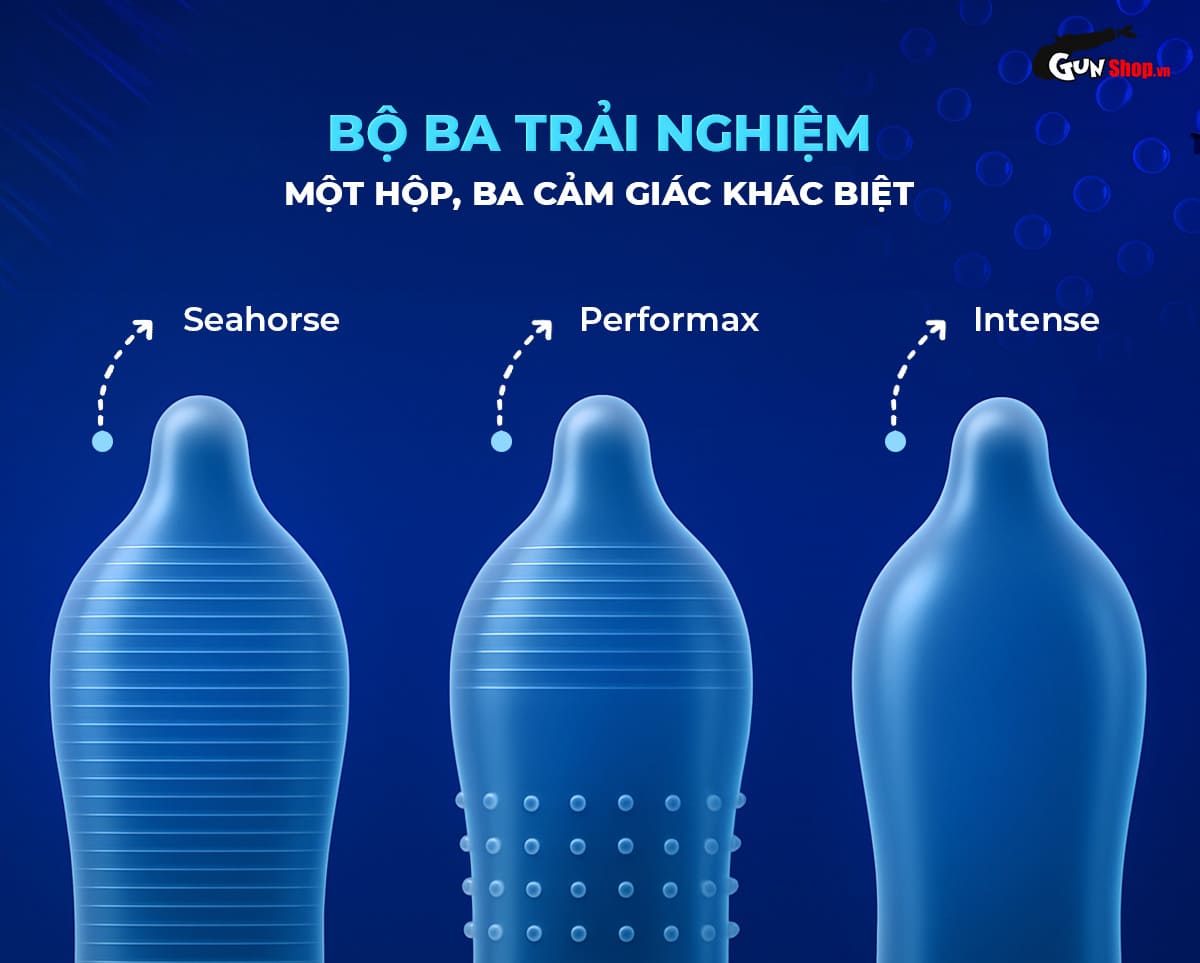  Bỏ sỉ Bao cao su Shell Triple Mix - Siêu mỏng mát lạnh gân gai - Hộp 12 cái cao cấp
