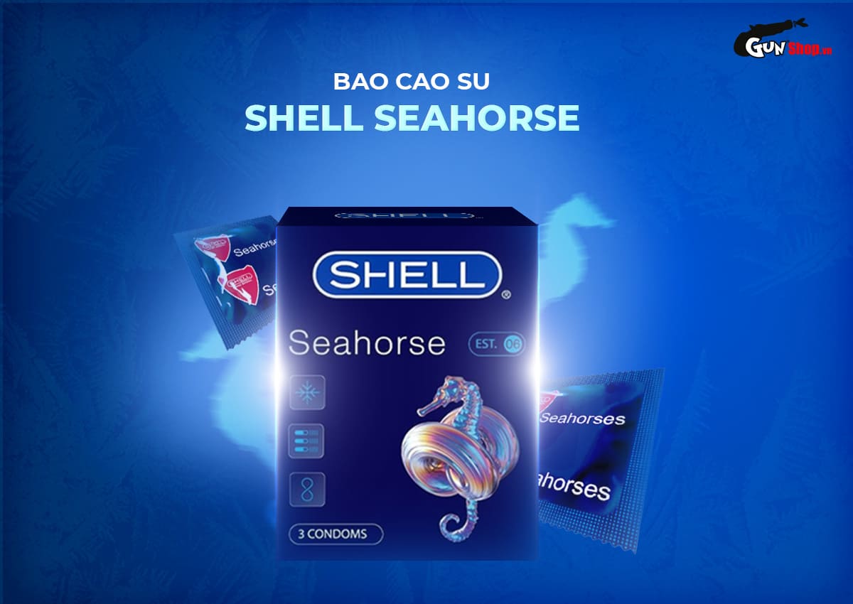  Thông tin Bao cao su Shell Seahorse - Kéo dài thời gian - Hộp 3 cái hàng xách tay