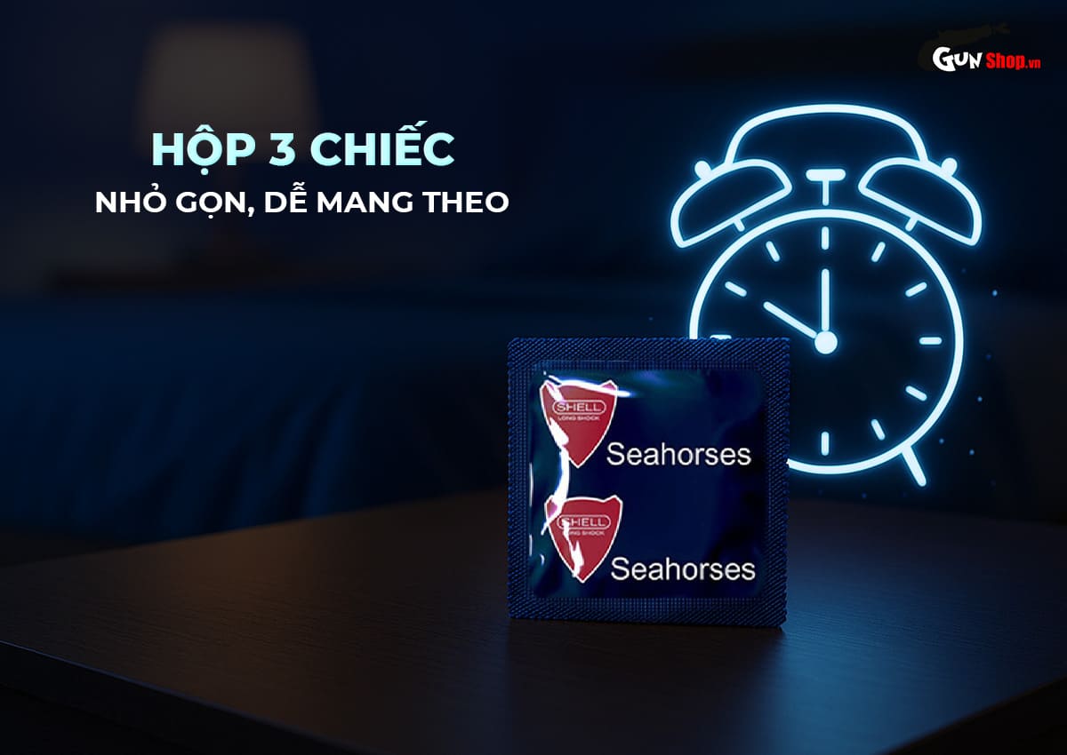  Thông tin Bao cao su Shell Seahorse - Kéo dài thời gian - Hộp 3 cái hàng xách tay