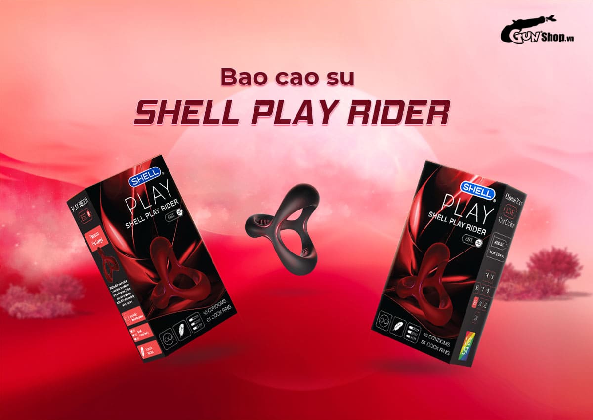  Sỉ Bao cao su Shell Play Rider 6 tính năng - Hộp 10 cái + 1 vòng đeo kéo dài thời cao cấp