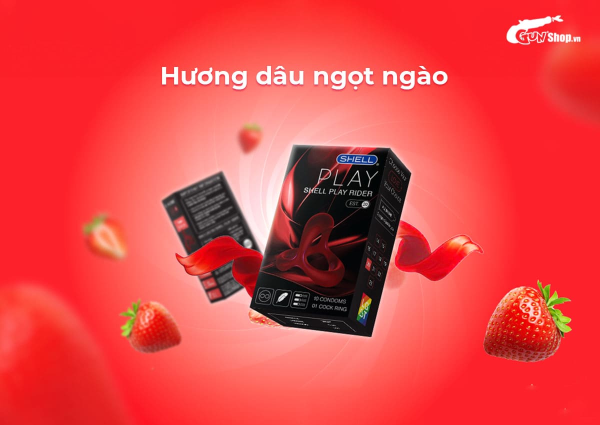  Sỉ Bao cao su Shell Play Rider 6 tính năng - Hộp 10 cái + 1 vòng đeo kéo dài thời cao cấp