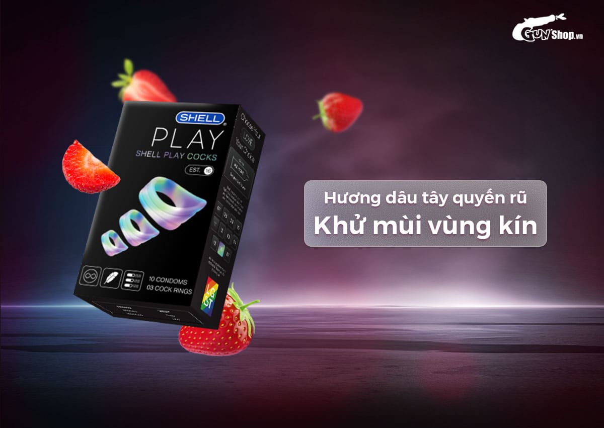  Giá sỉ Bao cao su Shell Play Cocks 6 tính năng - Hộp 10 cái + 3 vòng đeo kéo dài thời cao cấp