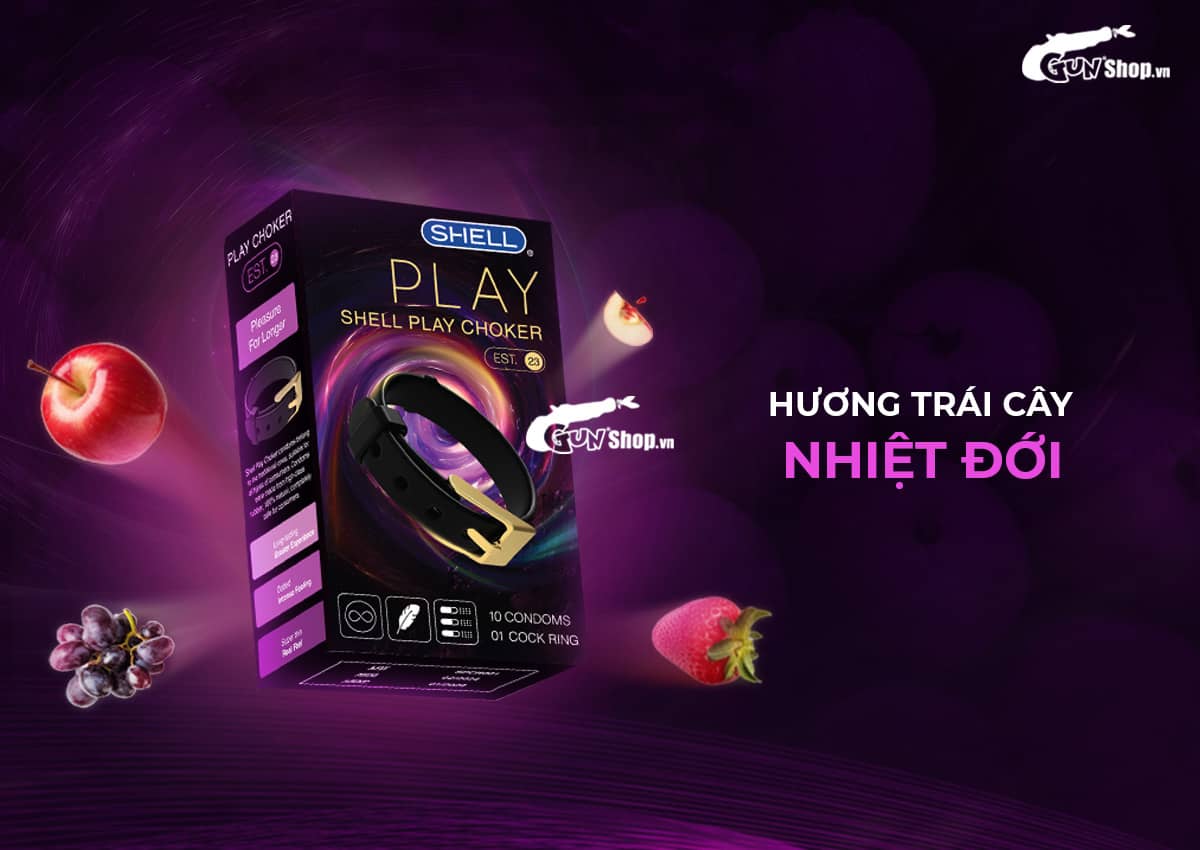 Bao cao su Shell Play Choker 6 tính năng Hộp 10 cái Tăng khoái cảm
