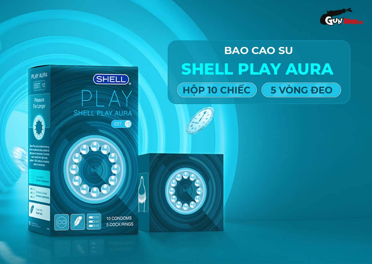  Review Bao cao su Shell Play Aura 6 tính năng - Hộp 10 cái + 5 vòng đeo kéo dài thời tốt nhất