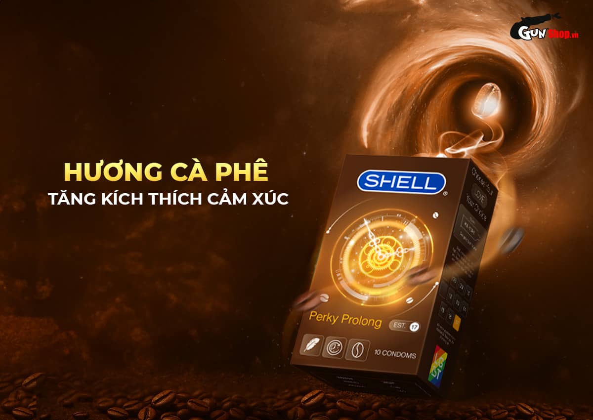  Thông tin Bao cao su Shell Perky Prolong - Siêu mỏng kéo dài thời gian hương cà phê - Hộp 10 cái nhập khẩu