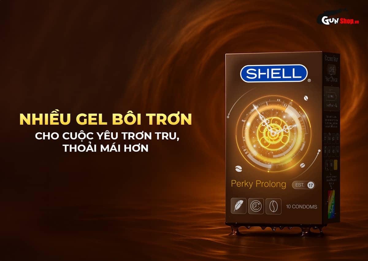  Thông tin Bao cao su Shell Perky Prolong - Siêu mỏng kéo dài thời gian hương cà phê - Hộp 10 cái nhập khẩu