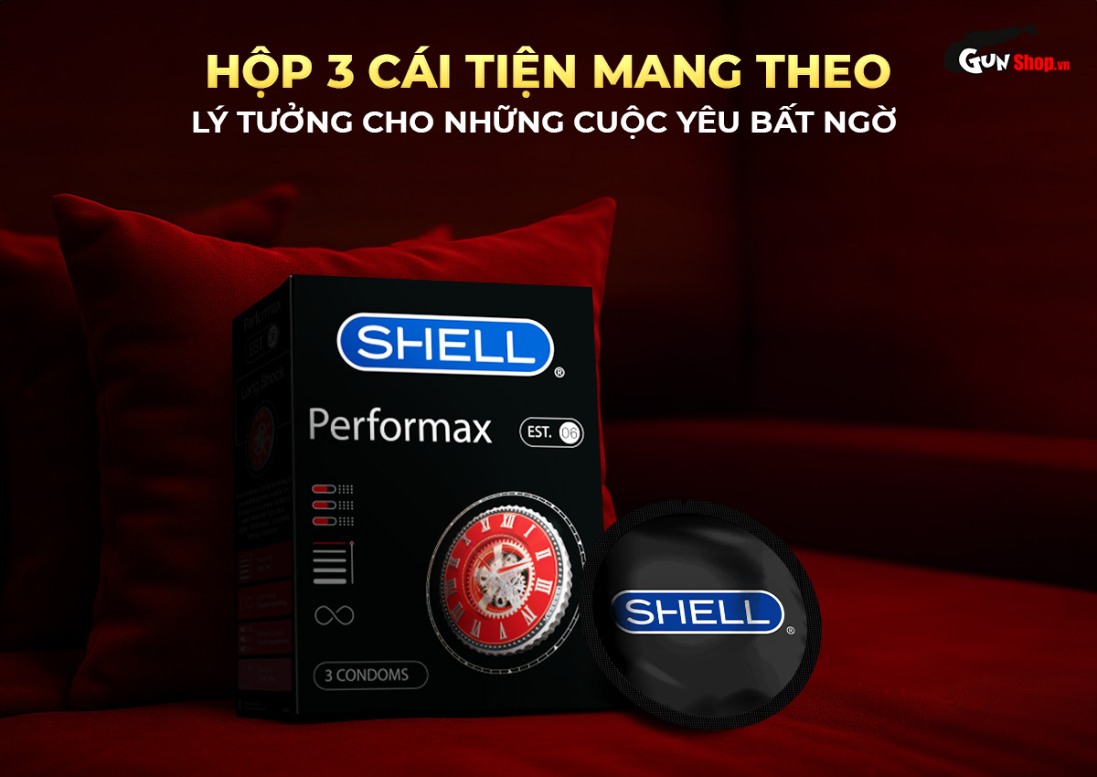  Sỉ Bao cao su Shell Performax 6 in 1 - Kéo dài thời gian - Hộp 3 cái chính hãng