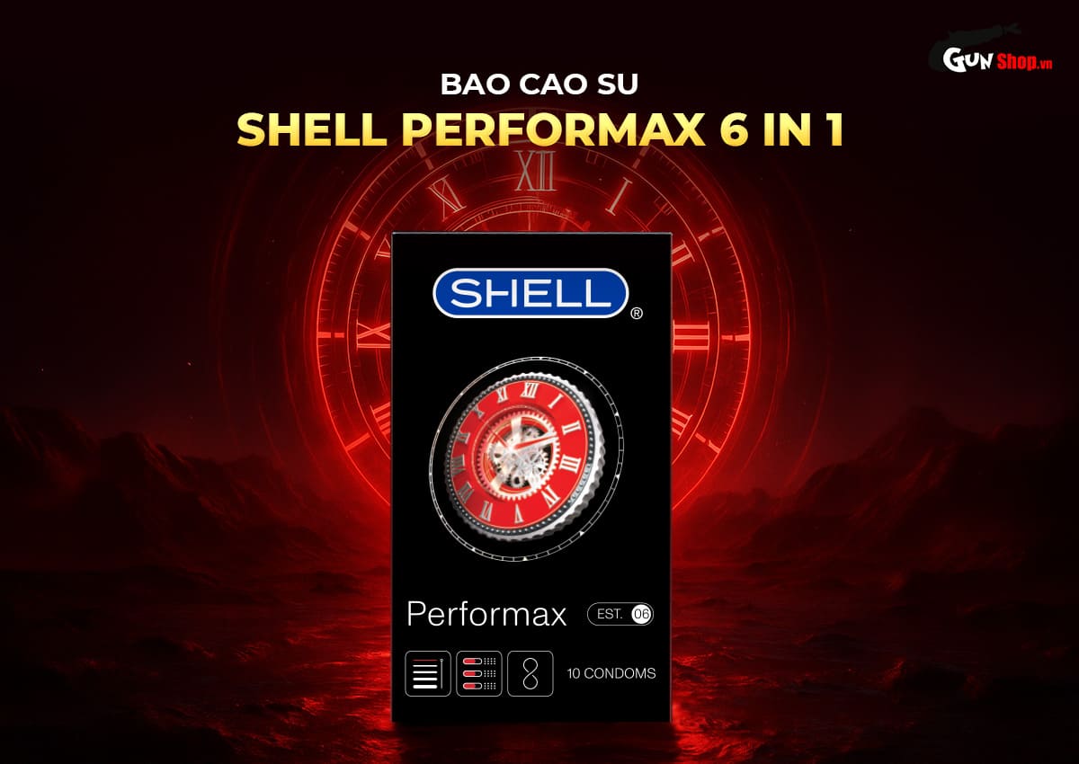  Phân phối Bao cao su Shell Performax 6 in 1 - Kéo dài thời gian - Hộp 10 cái loại tốt