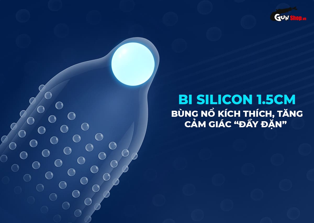 Bao cao su Shell Love Bead gân nổi kéo dài, tăng kích thước 1.5cm hộp 5 cái