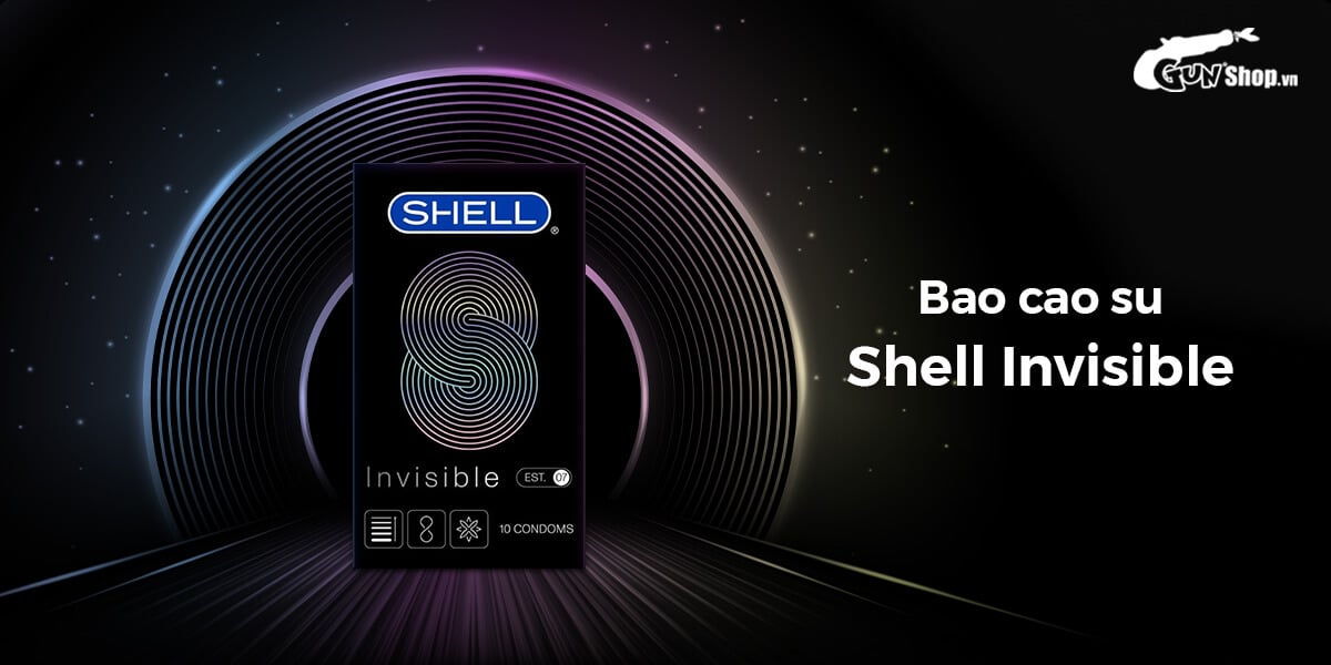 Bao cao su Shell Invisible siêu mỏng kéo dài thời gian hộp 10