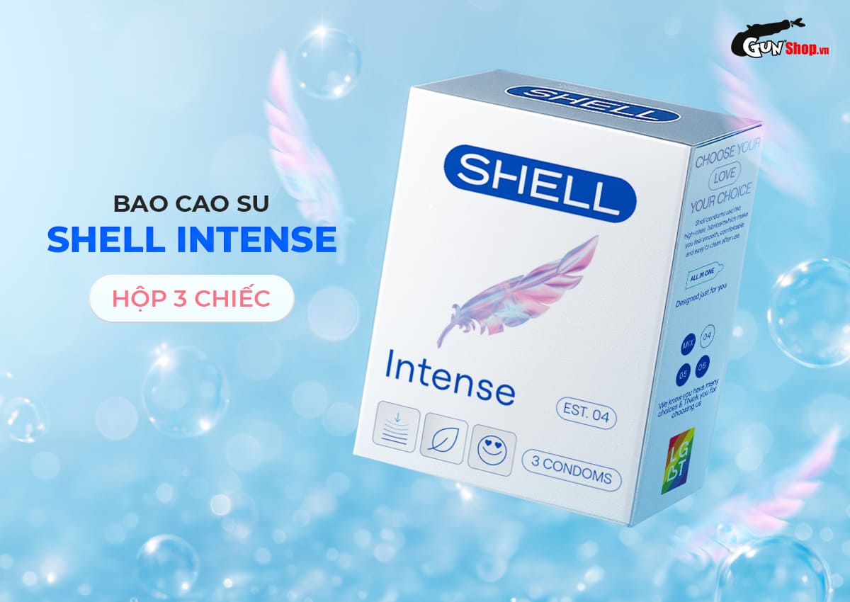 Shell Intense siêu mỏng 0.04mm hộp 3 cái tăng khoái cảm