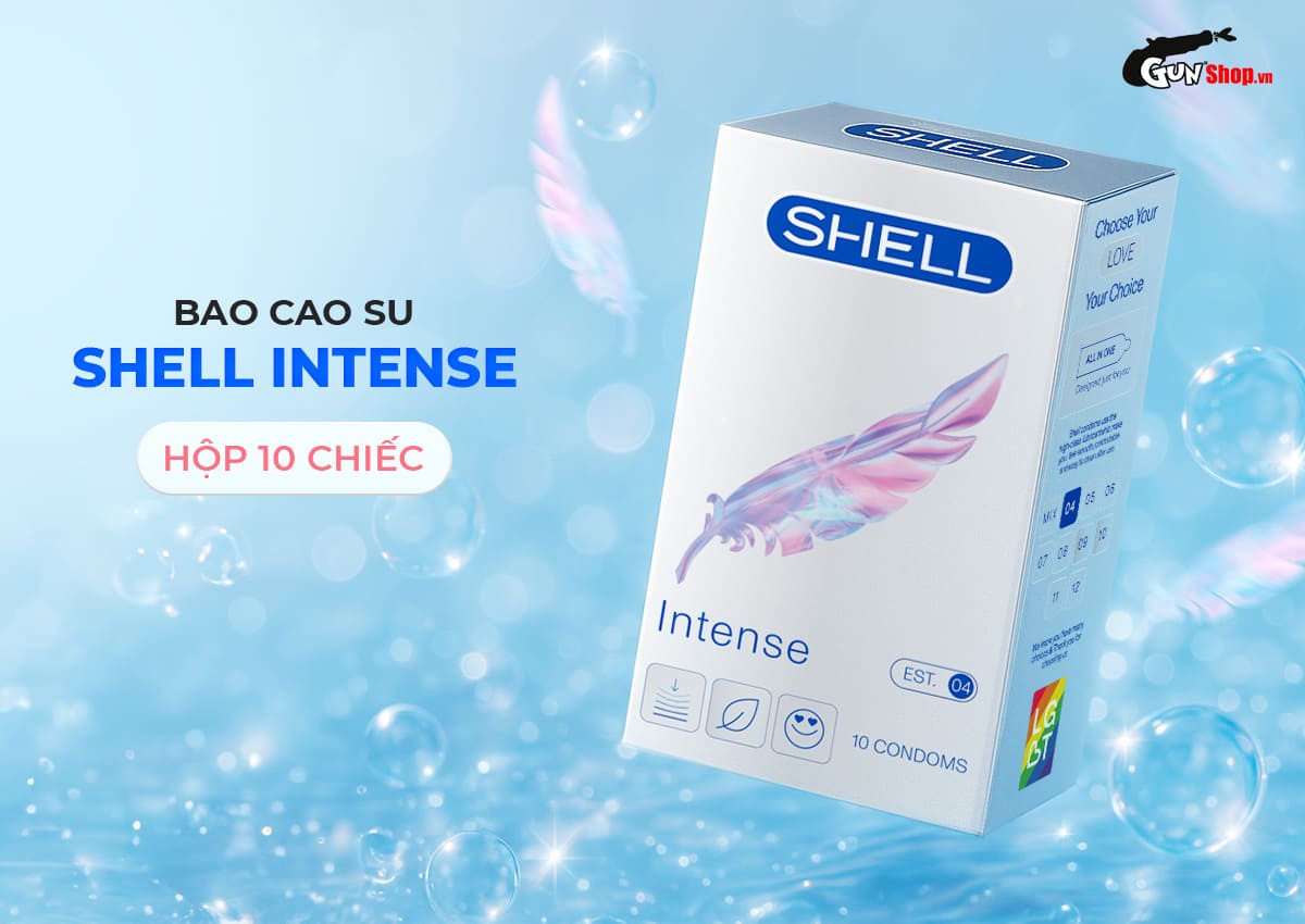 Bao cao su Shell Intense 0.04mm Siêu Mỏng - Cực Phê - Hộp 10 Bao cao su Shell Intense 0.04mm Siêu Mỏng - Cực Phê - Hộp 10