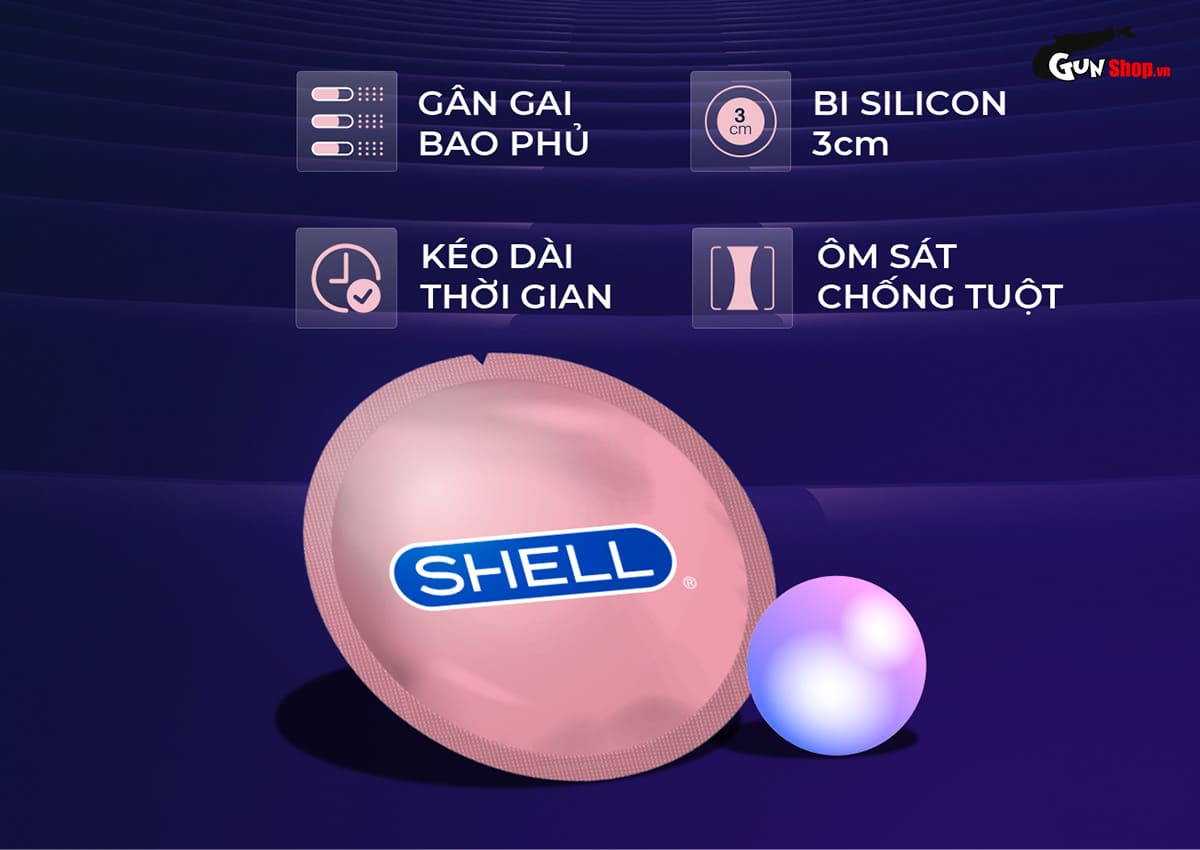 Bao cao su Shell Giant gân nổi bi tăng size hộp 10 cái an toàn Bao cao su Shell Giant gân nổi bi tăng size hộp 10 cái an toàn