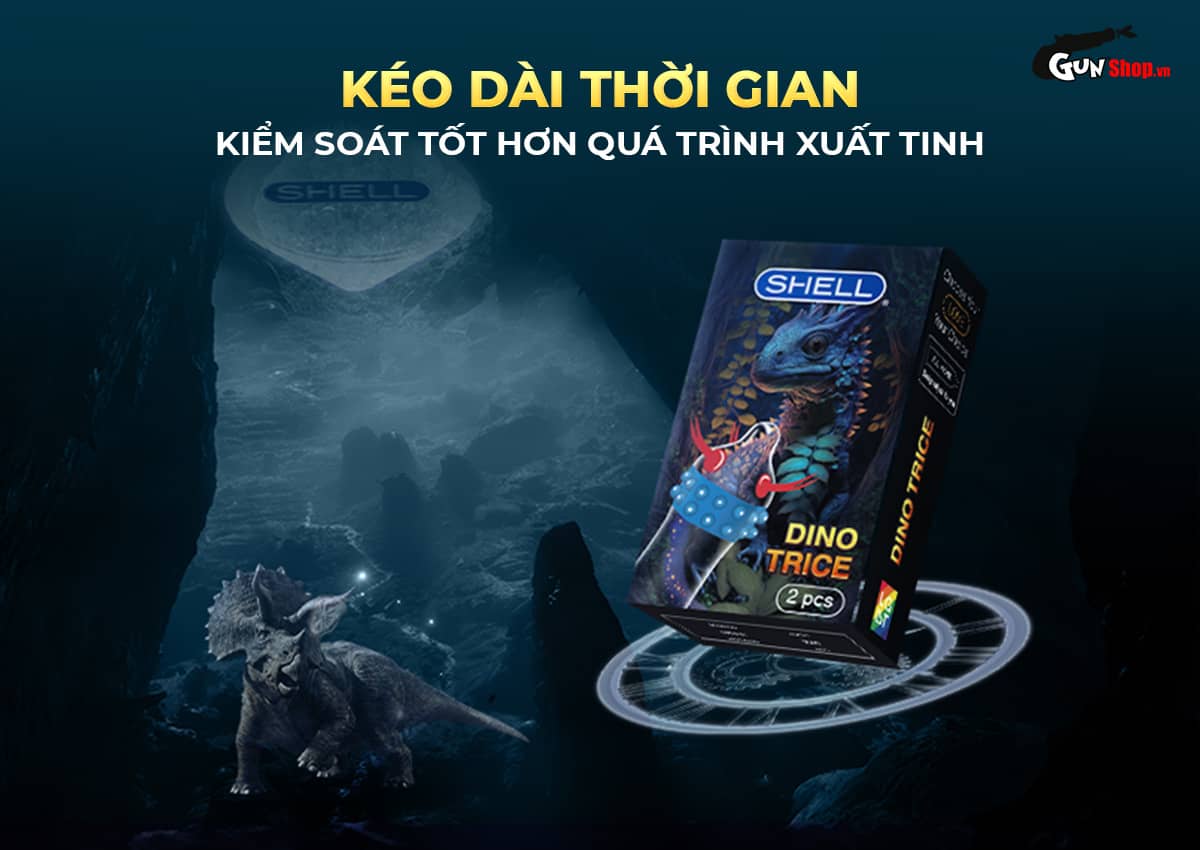 Bao cao su Shell Dino Trice 1 bao gai 2 vòng bi + Shell Performax
Bao cao su Shell Dino Trice 1 bao gai 2 vòng bi + Shell Performax