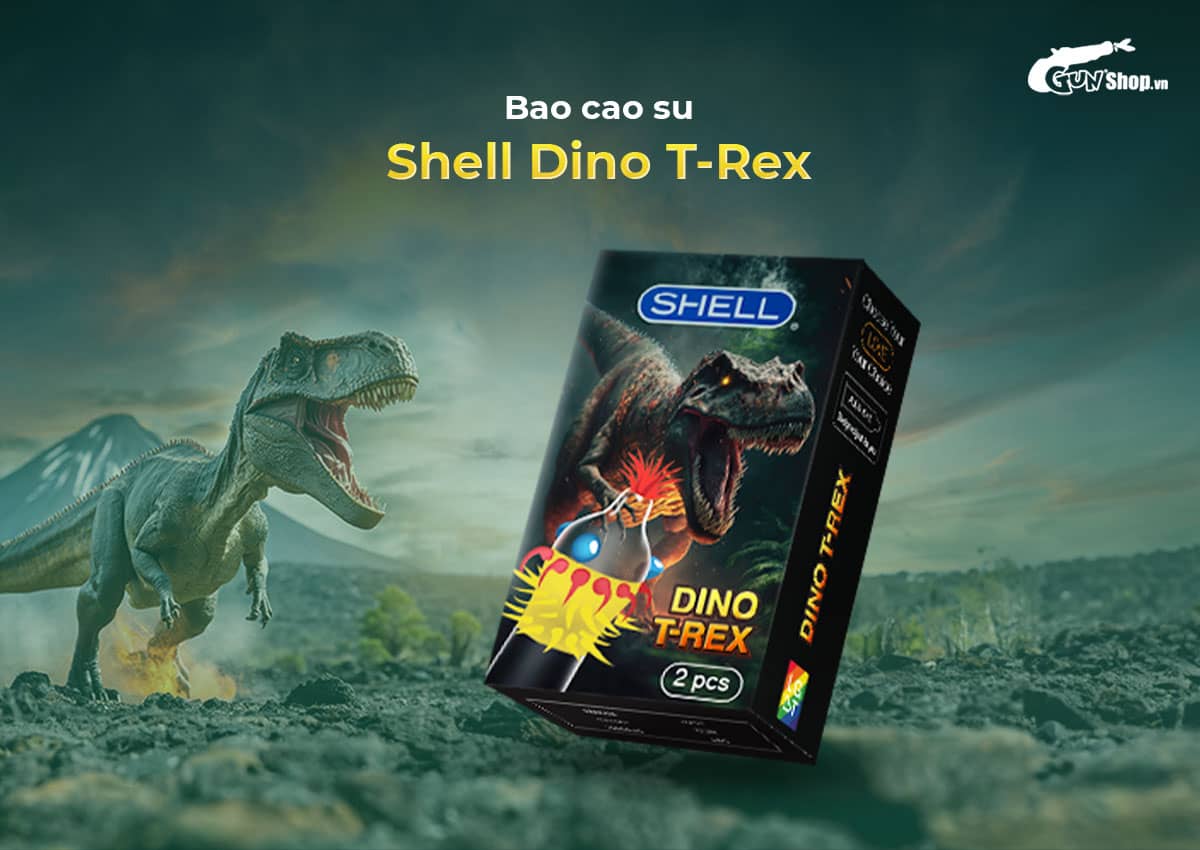 Bao cao su Shell Dino T-rex nhiều gai bi lớn Hộp tiện lợi kích thích