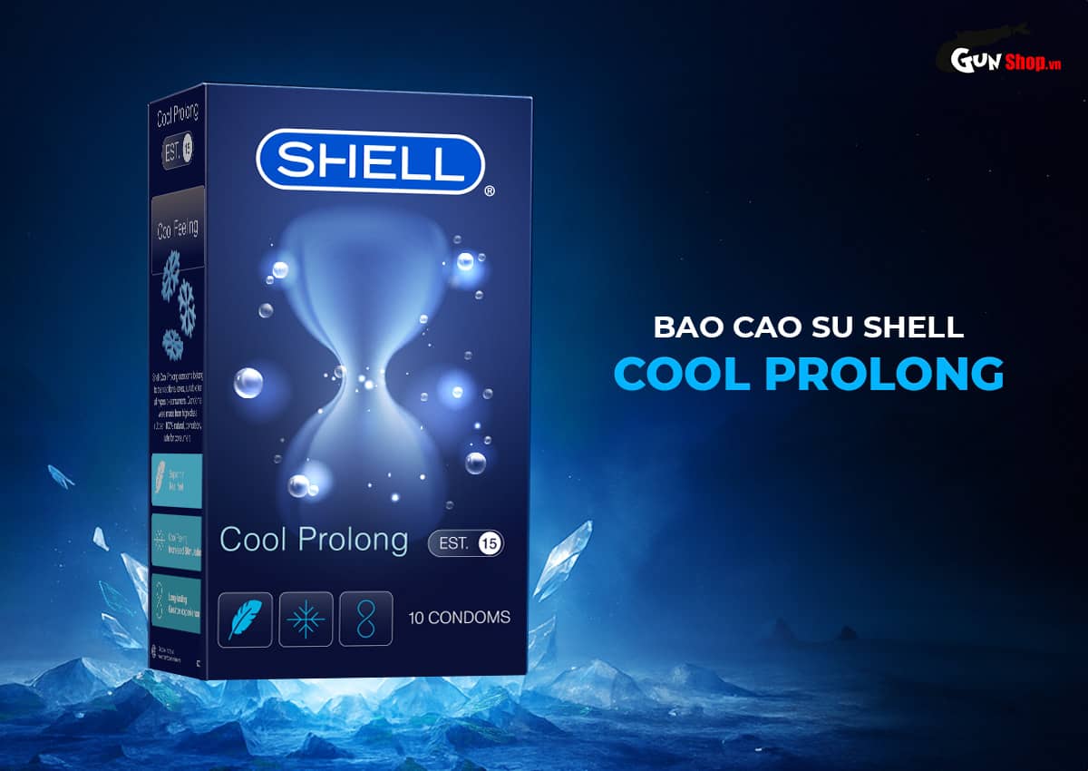 Bao Cao Su Shell Cool Prolong Siêu Mỏng Kéo Dài Thời Gian Mát Lạnh