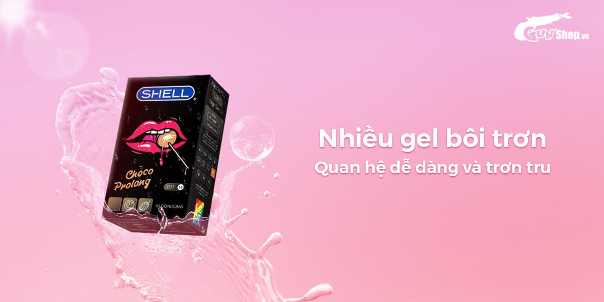  Đại lý Bao cao su Shell Choco Prolong - Siêu mỏng kéo dài thời gian hương chocolate - Hộp 10 cái nhập khẩu