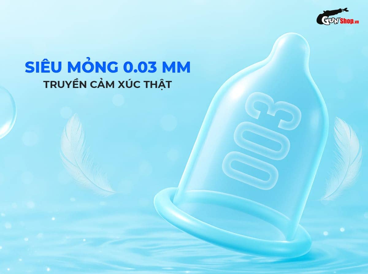  Sỉ Bao cao su Okamoto 0.03 Platinum - Siêu mỏng không mùi - Hộp 3 cái cao cấp