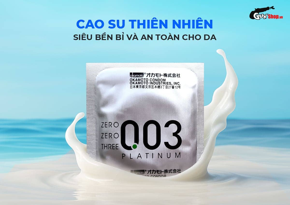  Sỉ Bao cao su Okamoto 0.03 Platinum - Siêu mỏng không mùi - Hộp 3 cái cao cấp
