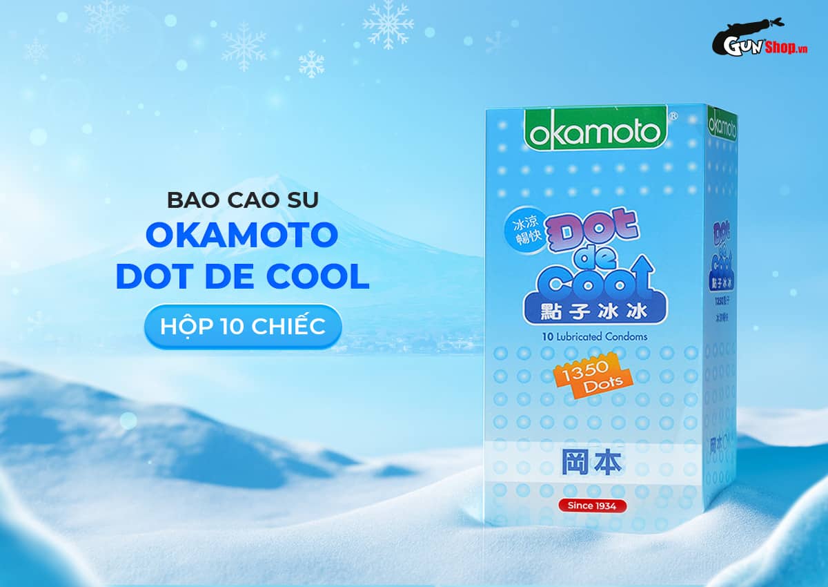 Okamoto Dot De Cool gai lạnh kéo dài cảm xúc - Hộp 10 cái