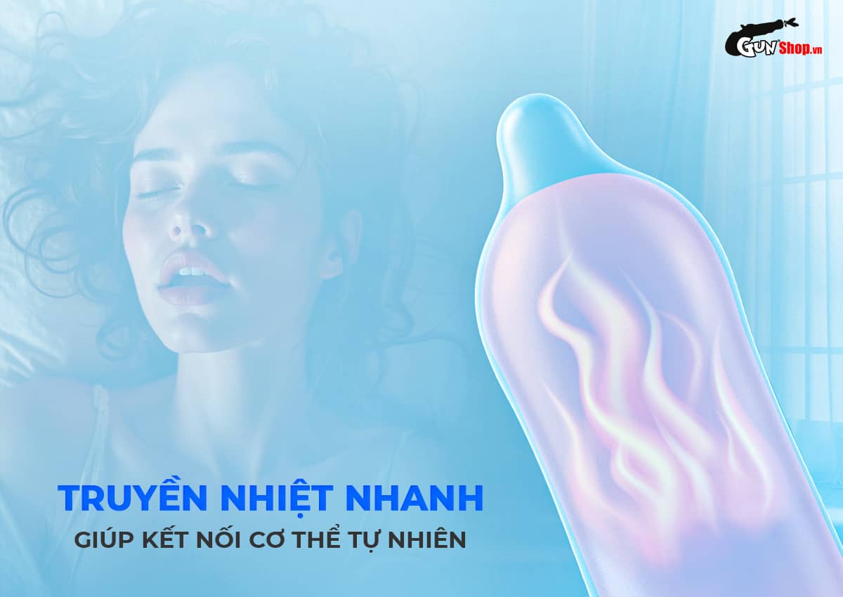 Bao Cao Su Okamoto 0.03 Cool Siêu Mỏng Mát Lạnh - Hộp 3 Cái