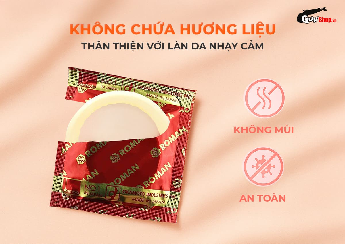  Đại lý Bao cao su Okamoto Roman - Vân hoa hồng ôm khít - Hộp 10 cái mới nhất