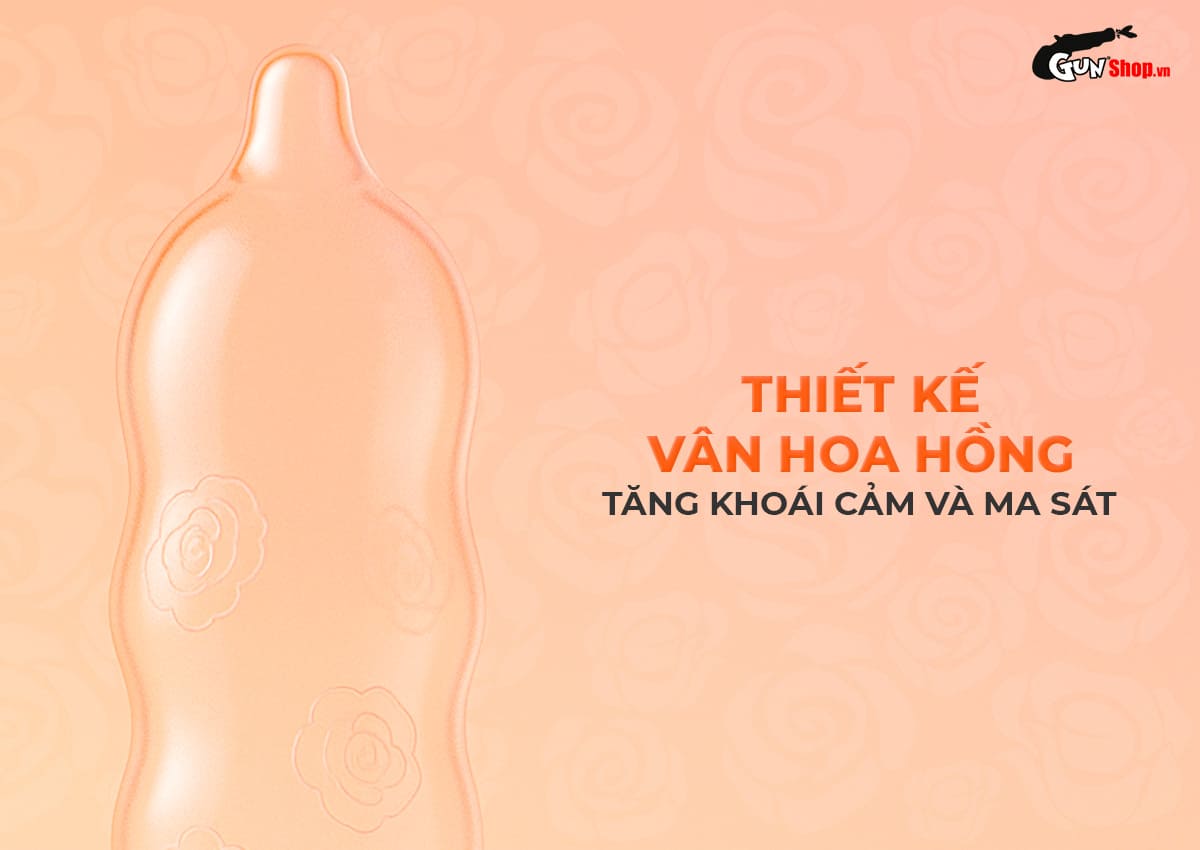 Okamoto Roman Vân Hoa Hồng Ôm Khít Hộp 10 Cái Bền An Toàn