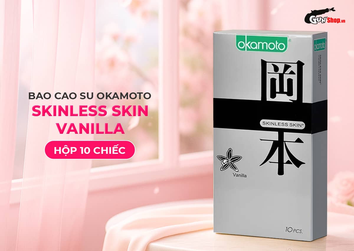  Phân phối Bao cao su Okamoto Skinless Skin Vanilla - Hương vani mềm mại - Hộp 10 cái nhập khẩu