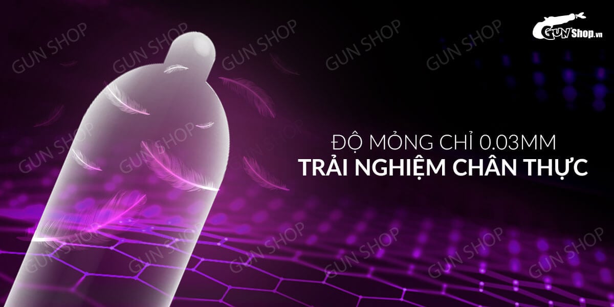 Bao cao su Muaisi Ultrathin 0.03 siêu mỏng hạt kích thích 12 cái