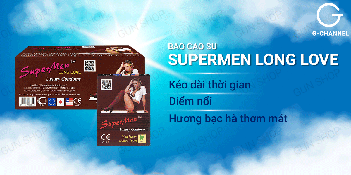 Địa chỉ bán Bao cao su Supermen Long Love - Kéo dài thời gian - Hộp 120 cái tốt nhất Địa chỉ bán Bao cao su Supermen Long Love - Kéo dài thời gian - Hộp 120 cái tốt nhất