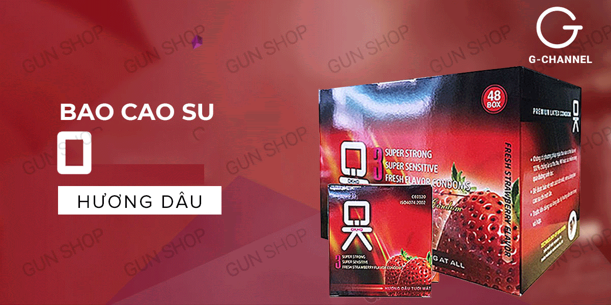 Nhập sỉ Bao cao su OKHQ hương dâu - Hộp 144 cái giá rẻ Nhập sỉ Bao cao su OKHQ hương dâu - Hộp 144 cái giá rẻ