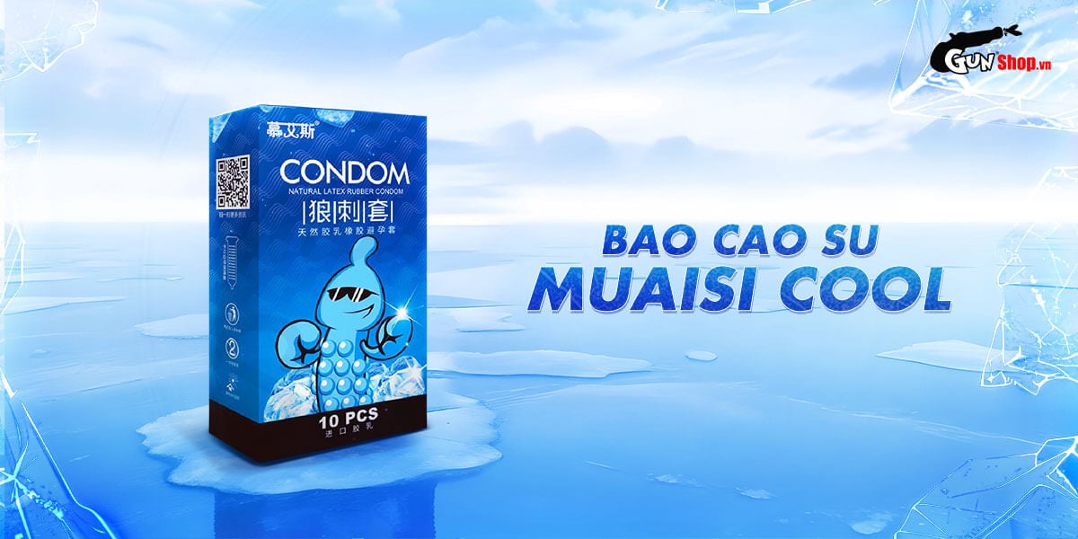 Kho sỉ Bao cao su Muaisi Cool - Siêu điểm nổi mát lạnh - Hộp 10 cái cao cấp Kho sỉ Bao cao su Muaisi Cool - Siêu điểm nổi mát lạnh - Hộp 10 cái cao cấp