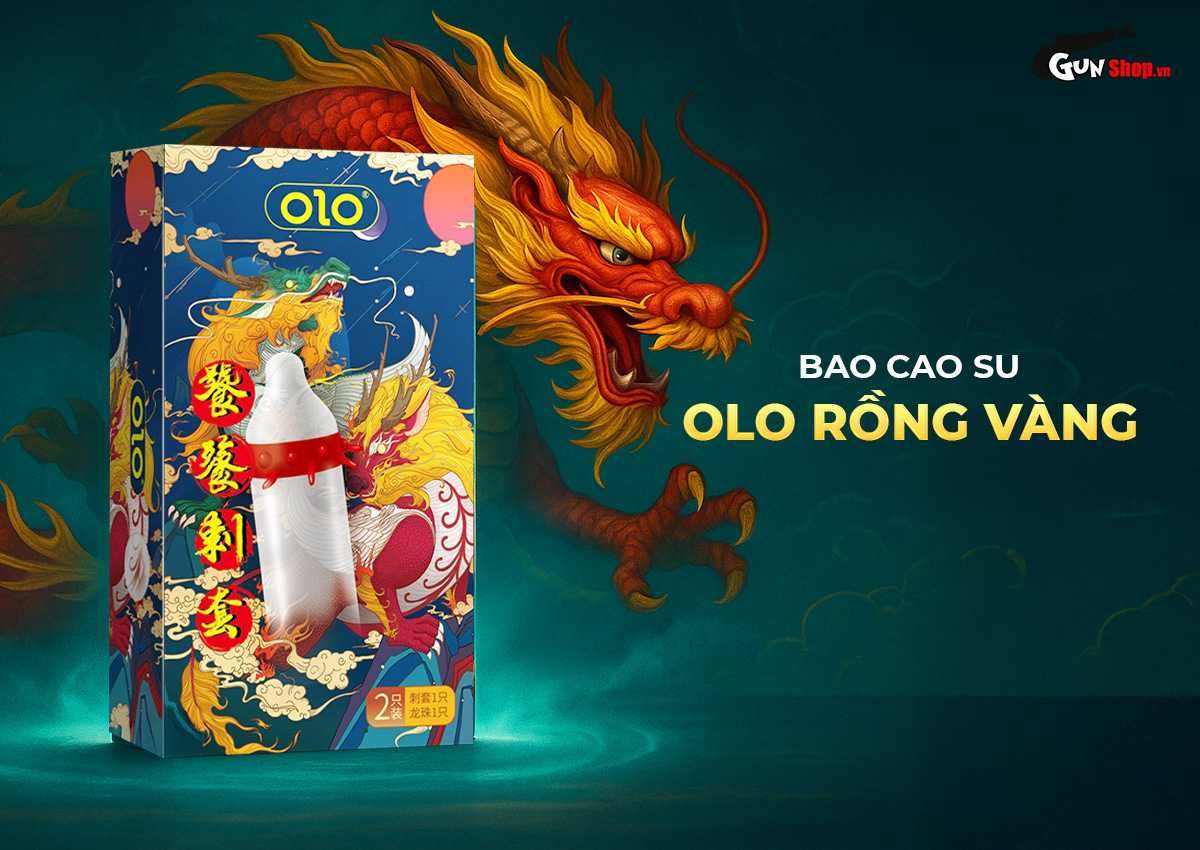 Bao cao su OLO Rồng vàng Gai bi vòng Tăng khoái cảm Quyến rũ