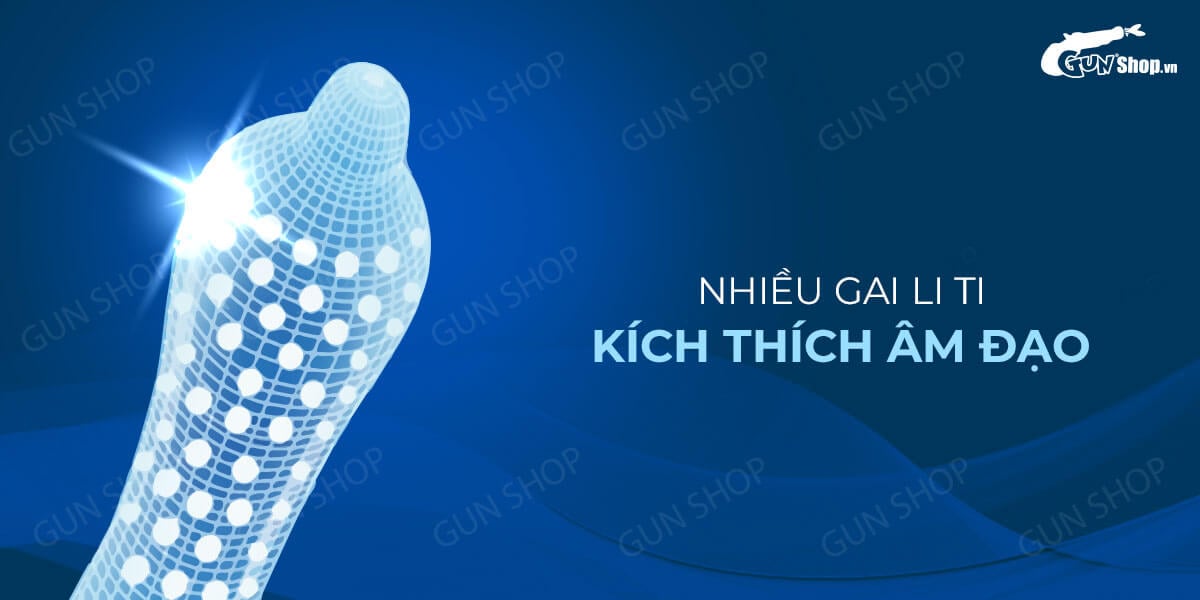 Bao Cao Su Muaisi Xanh Dương Nhiều Gai Kích Thích Hộp 10