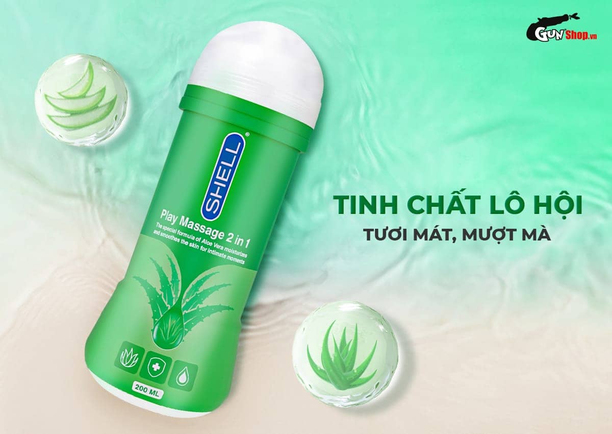  Nhập sỉ Gel bôi trơn Shell Play Massage 2 in 1 Aloe Vera - Chai 200ml giá tốt