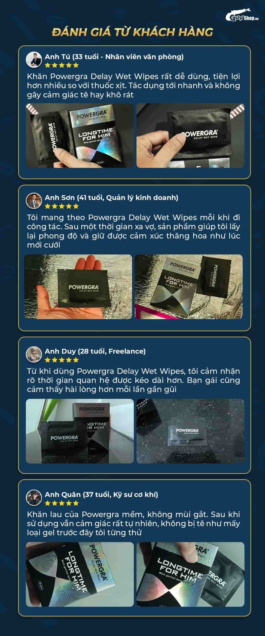  Địa chỉ bán Khăn lau Powergra Delay Wet Wipes kéo dài thời gian - Hộp 10 cái nhập khẩu
