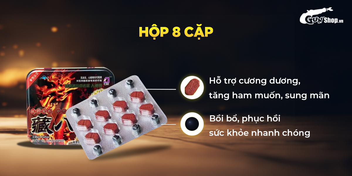 Viên uống Rồng nâu Tibet Babao tăng cường sinh lý nam - Hộp 8 cặp Viên uống Rồng nâu Tibet Babao tăng cường sinh lý nam - Hộp 8 cặp