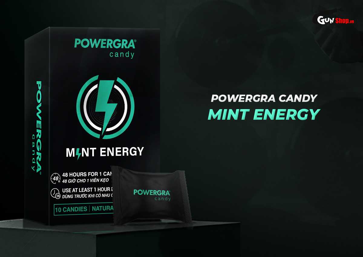Powergra Mint Energy kẹo bạc hà sinh lý tăng cường - Hộp 10 viên Powergra Mint Energy kẹo bạc hà sinh lý tăng cường - Hộp 10 viên