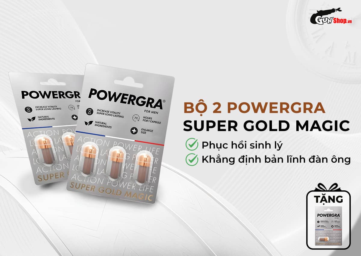  Nhập sỉ Bộ 2 vỉ 3 viên uống tăng kích thước kéo dài thời gian Powergra For Men tặng kèm vỉ chính hãng