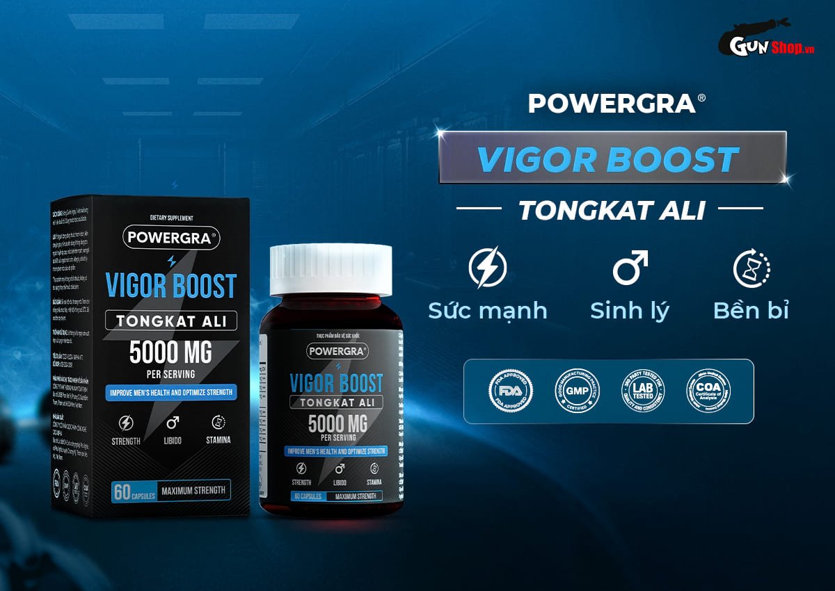 Powergra Vigor Boost TongKat Ali tăng cường sinh lý nam hộp 60 viên