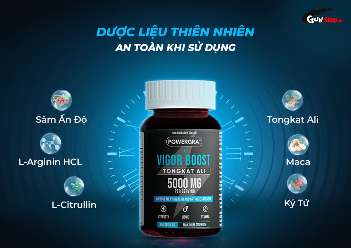 Powergra Vigor Boost TongKat Ali tăng cường sinh lý nam hộp 60 viên