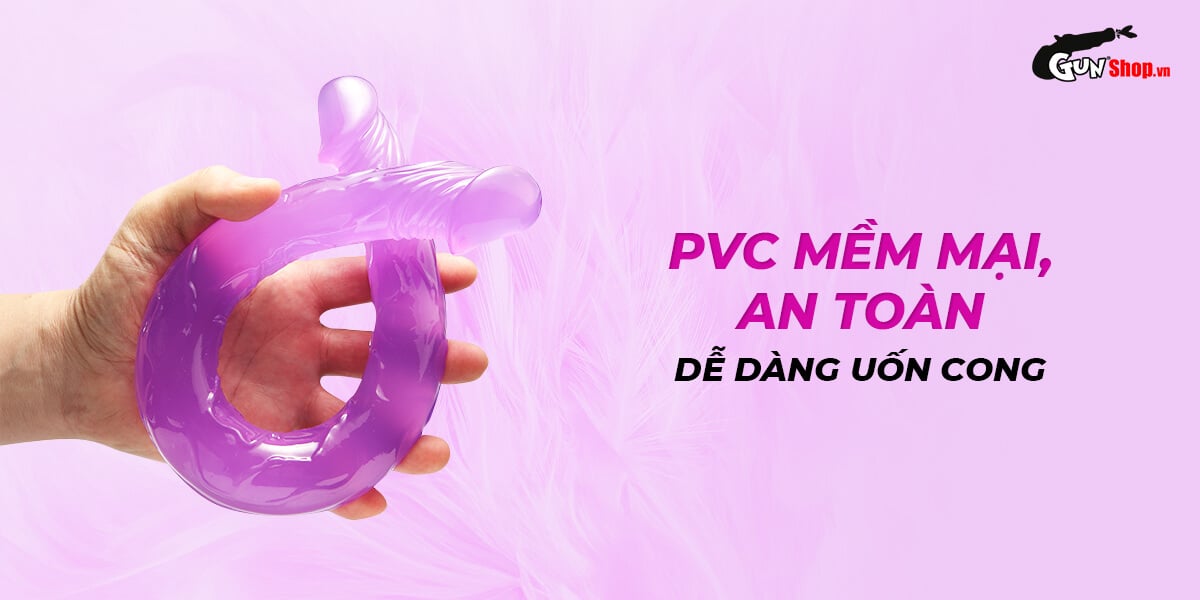 Dương vật giả 2 đầu Chisa Hi-Rubber 12.8 Inch tím siêu mềm mại